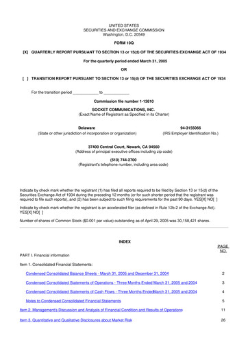 Thumbnail Socket Mobile 10-Q Quarterly Report FY 