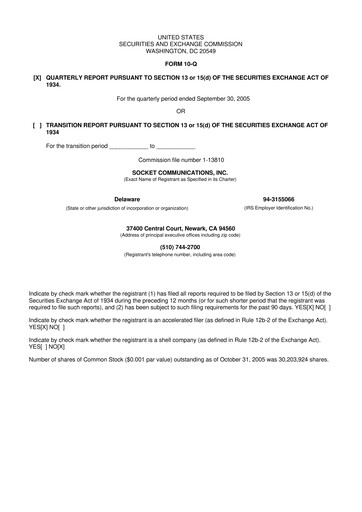 Thumbnail Socket Mobile 10-Q Quarterly Report FY 