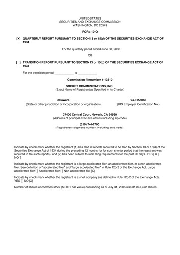 Thumbnail Socket Mobile 10-Q Quarterly Report FY 