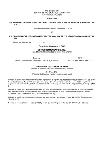 Thumbnail Socket Mobile 10-Q Quarterly Report FY 