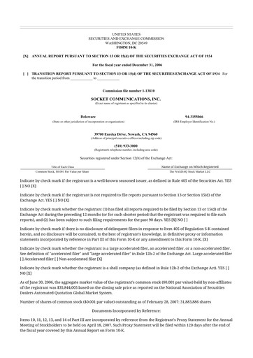 Thumbnail Socket Mobile 10-K Annual Report 