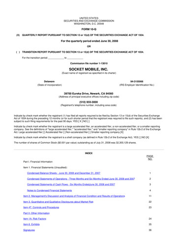 Thumbnail Socket Mobile 10-Q Quarterly Report FY 