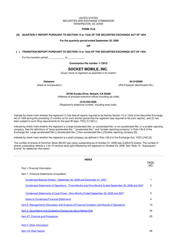 Thumbnail Socket Mobile 10-Q Quarterly Report FY 