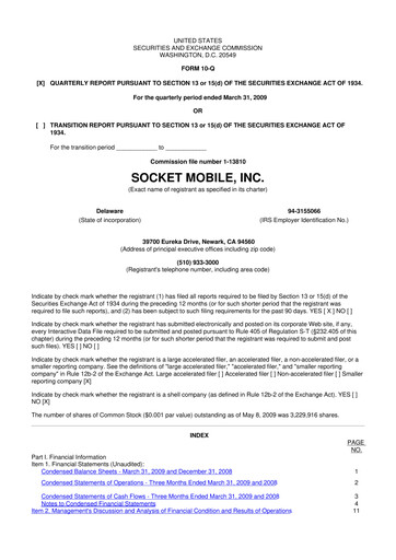 Thumbnail Socket Mobile 10-Q Quarterly Report FY 