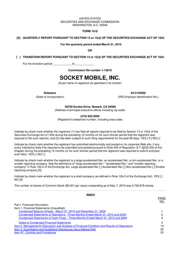 Thumbnail Socket Mobile 10-Q Quarterly Report FY 