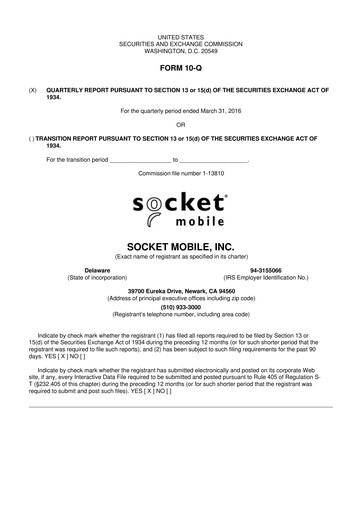 Thumbnail Socket Mobile 10-Q Quarterly Report FY2016 