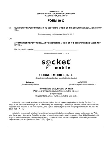 Thumbnail Socket Mobile 10-Q Quarterly Report FY2017 