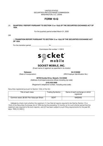 Thumbnail Socket Mobile 10-Q Quarterly Report FY2020 