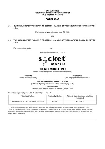 Thumbnail Socket Mobile 10-Q Quarterly Report FY2020 