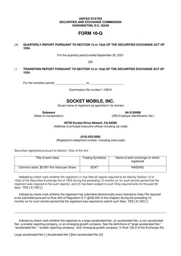 Thumbnail Socket Mobile 10-Q Quarterly Report FY2021 