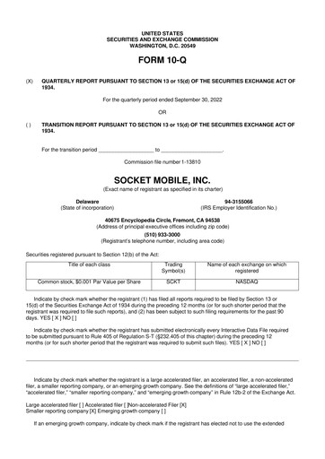 Thumbnail Socket Mobile 10-Q Quarterly Report FY2022 