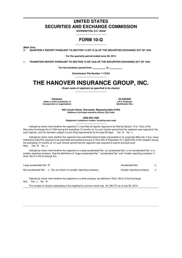 Thumbnail Hanover Insurance Group 10-Q Quarterly Report FY2014 