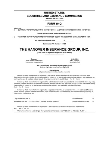 Thumbnail Hanover Insurance Group 10-Q Quarterly Report FY2014 