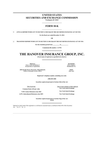 Thumbnail Hanover Insurance Group 10-K Annual Report 2014