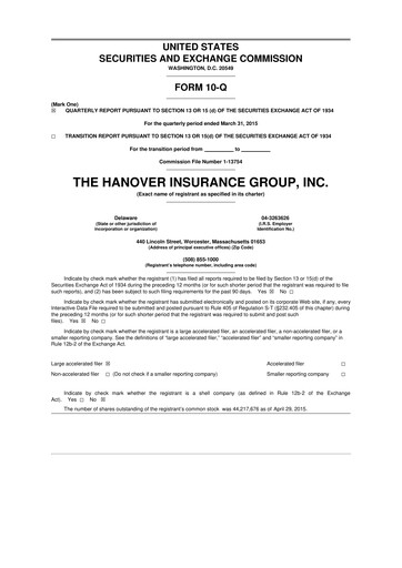 Thumbnail Hanover Insurance Group 10-Q Quarterly Report FY2015 