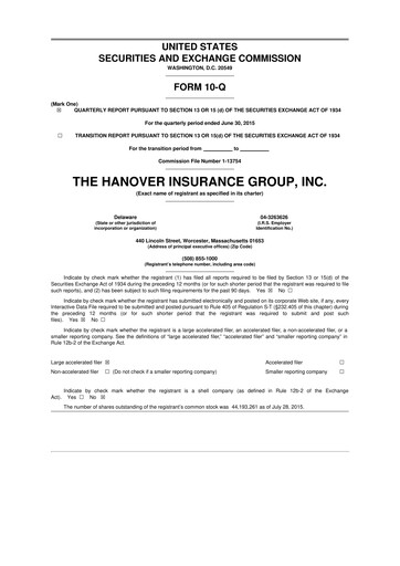 Thumbnail Hanover Insurance Group 10-Q Quarterly Report FY2015 