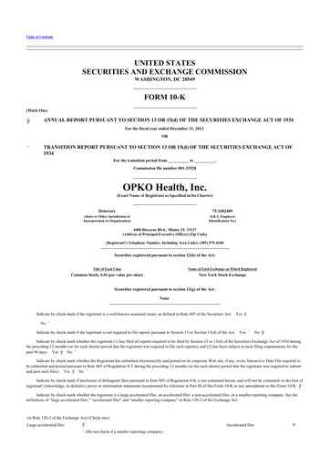 Thumbnail OPKO Health
 10-K Annual Report 2013