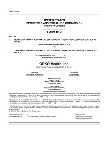 Thumbnail OPKO Health
 10-Q Quarterly Report FY2018 