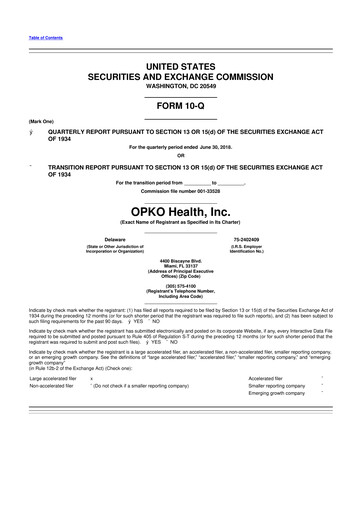 Thumbnail OPKO Health
 10-Q Quarterly Report FY2018 
