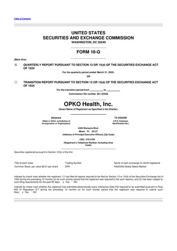 Thumbnail OPKO Health
 10-Q Quarterly Report FY2020 