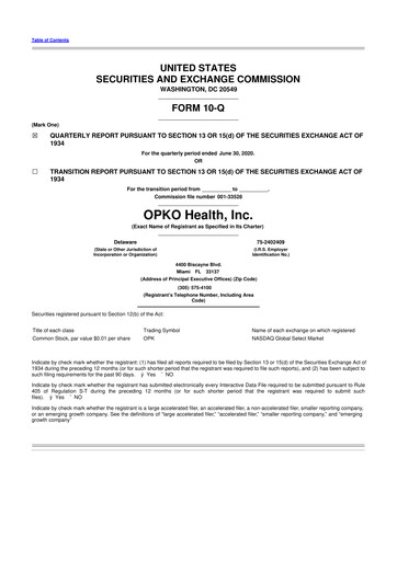 Thumbnail OPKO Health
 10-Q Quarterly Report FY2020 