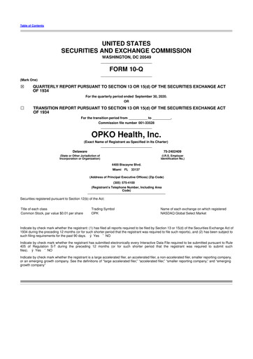 Thumbnail OPKO Health
 10-Q Quarterly Report FY2020 