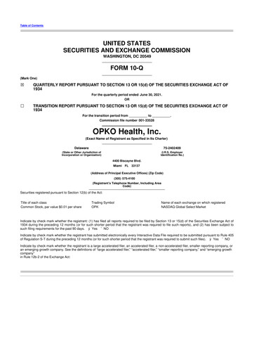 Thumbnail OPKO Health
 10-Q Quarterly Report FY2021 