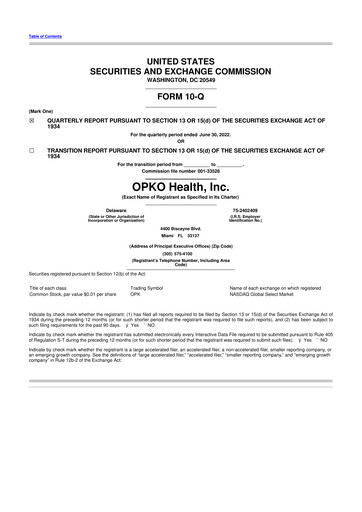 Thumbnail OPKO Health
 10-Q Quarterly Report FY2022 