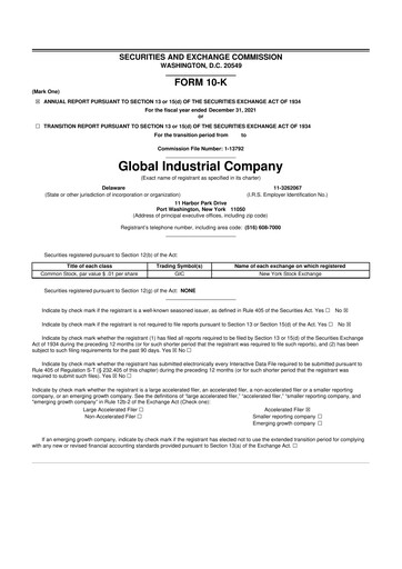 Thumbnail Global Industrial Company 10-K Annual Report 2021