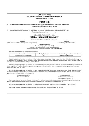 Thumbnail Global Industrial Company 10-Q Quarterly Report FY2025 