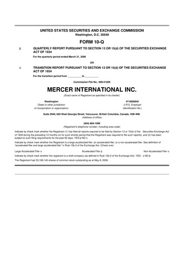 Thumbnail Mercer International 10-Q Quarterly Report FY 