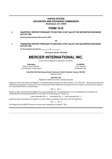 Thumbnail Mercer International 10-Q Quarterly Report FY 