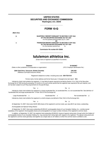 Thumbnail lululemon athletica 10-Q Quarterly Report FY 