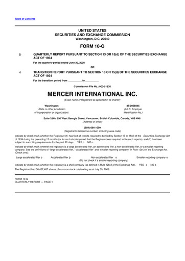 Thumbnail Mercer International 10-Q Quarterly Report FY 