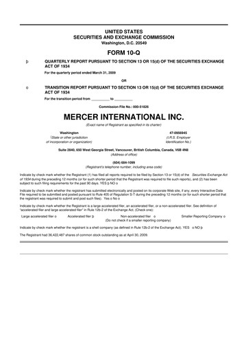 Thumbnail Mercer International 10-Q Quarterly Report FY 