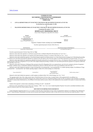 Thumbnail Service Properties Trust 10-K Annual Report 2016