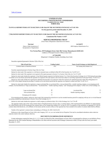 Thumbnail Service Properties Trust 10-K Annual Report 2019