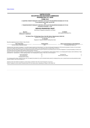 Thumbnail Service Properties Trust 10-Q Quarterly Report FY2021 