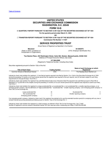 Thumbnail Service Properties Trust 10-Q Quarterly Report FY2023 