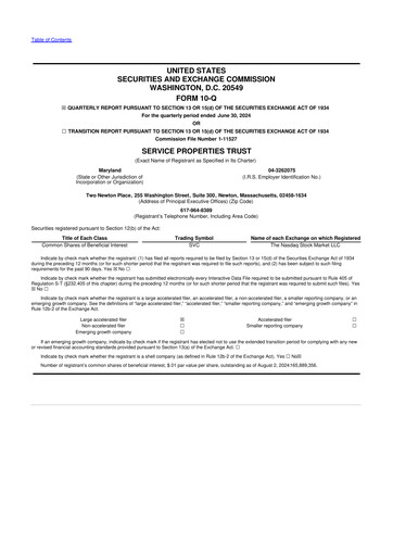 Thumbnail Service Properties Trust 10-Q Quarterly Report FY2024 