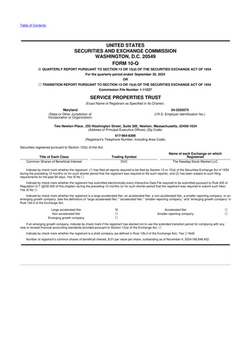 Thumbnail Service Properties Trust 10-Q Quarterly Report FY2024 
