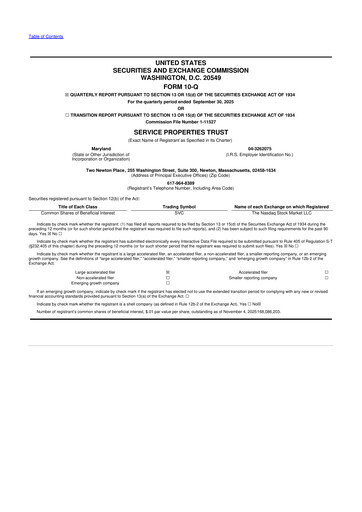 Thumbnail Service Properties Trust 10-Q Quarterly Report FY2025 