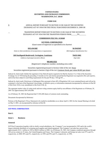 Thumbnail POOLCORP 10-K Annual Report 