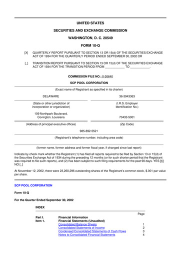 Thumbnail POOLCORP 10-Q Quarterly Report FY 