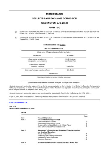 Thumbnail POOLCORP 10-Q Quarterly Report FY 