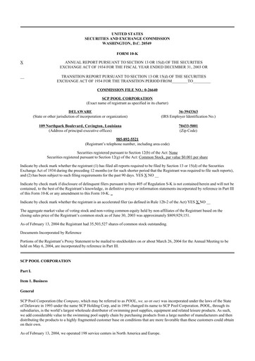 Thumbnail POOLCORP 10-K Annual Report 