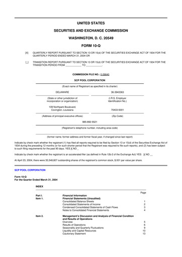 Thumbnail POOLCORP 10-Q Quarterly Report FY 