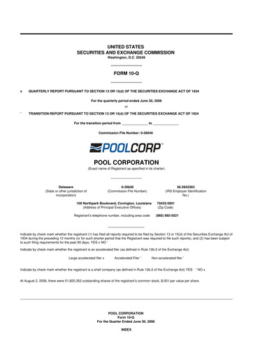 Thumbnail POOLCORP 10-Q Quarterly Report FY 
