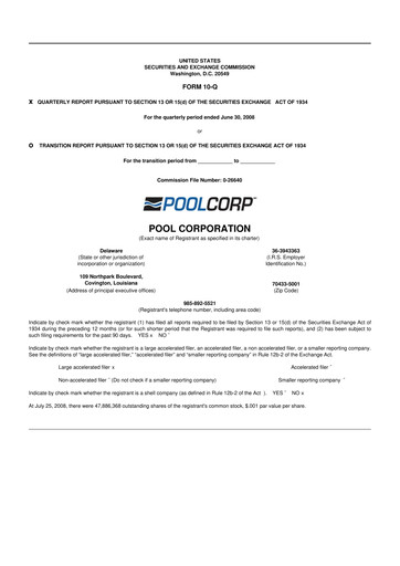 Thumbnail POOLCORP 10-Q Quarterly Report FY 