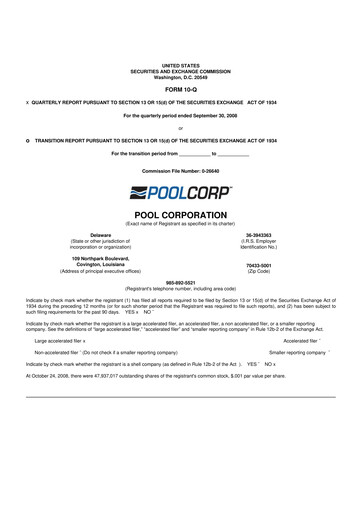 Thumbnail POOLCORP 10-Q Quarterly Report FY 